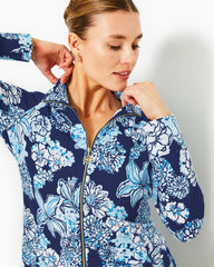 Lilly Pulitzer Upf 50+ Leona Zip-Up Jacket Low Tide Navy Bouquet All Day | Women Tops