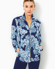 Lilly Pulitzer Upf 50+ Leona Zip-Up Jacket Low Tide Navy Bouquet All Day | Women Tops