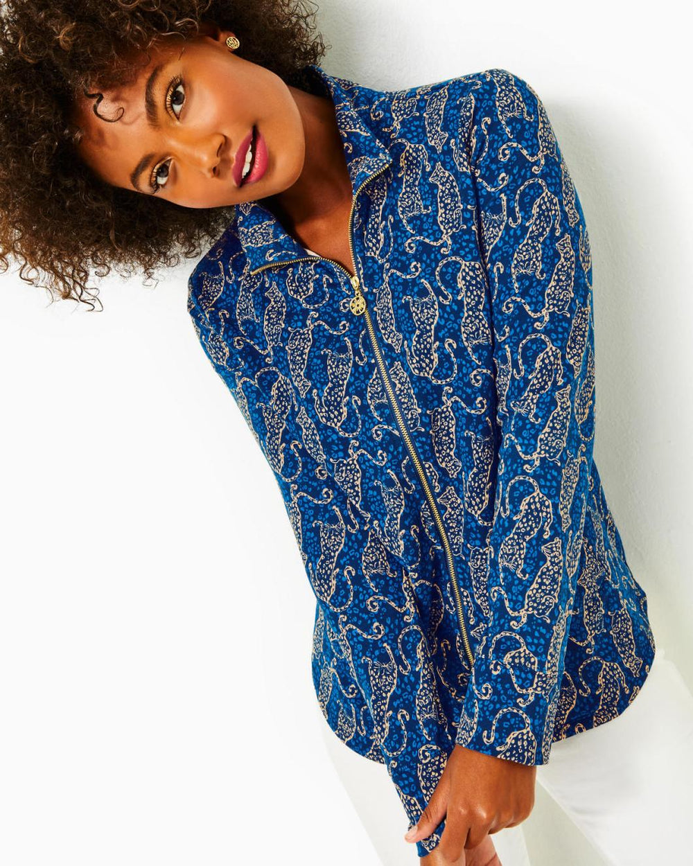 Lilly Pulitzer Upf 50+ Leona Zip-Up Jacket Low Tide Navy Easy To Spot | Women Tops