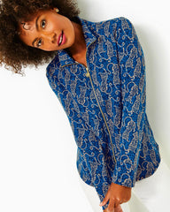 Lilly Pulitzer Upf 50+ Leona Zip-Up Jacket Low Tide Navy Easy To Spot | Women Tops