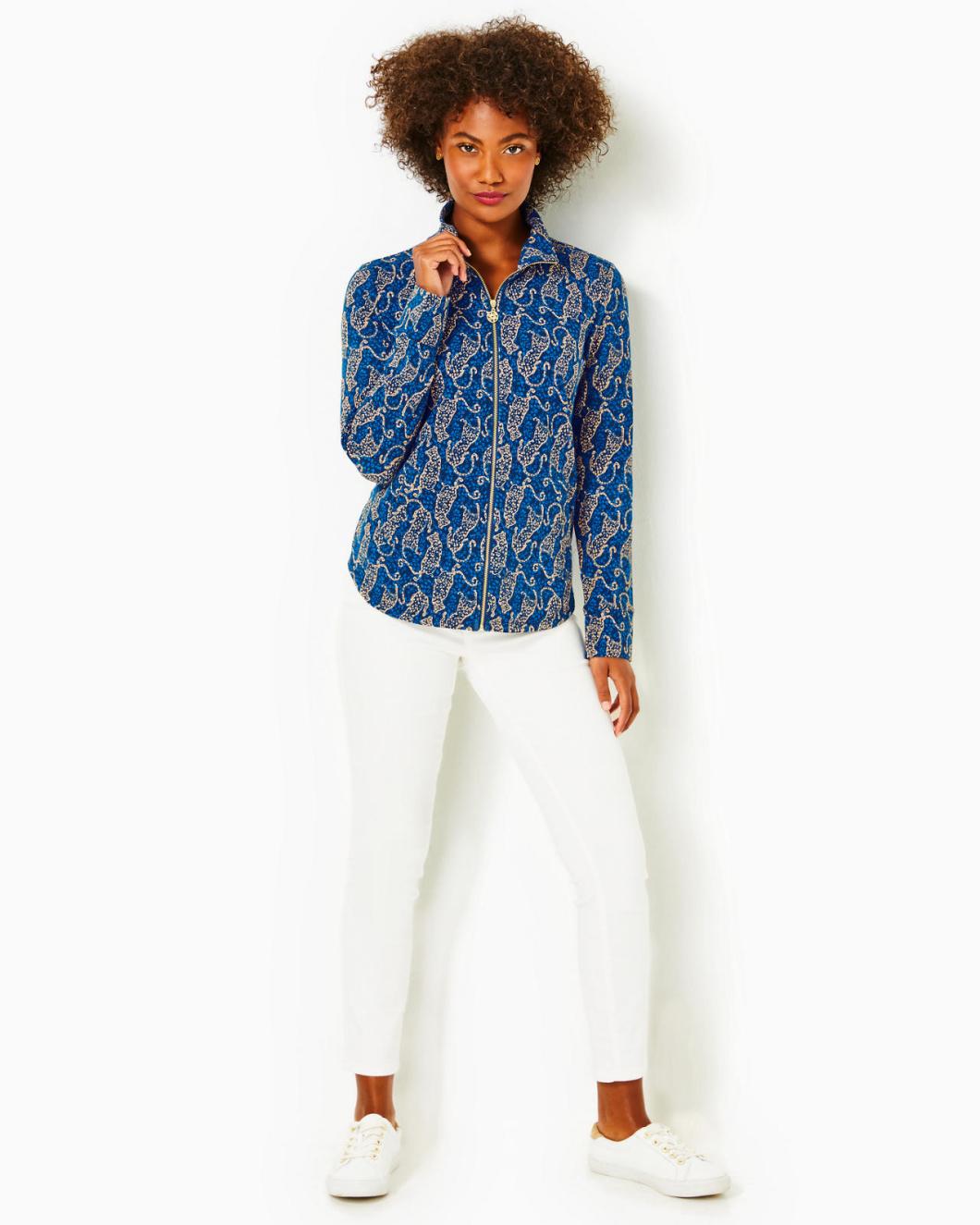Lilly Pulitzer Upf 50+ Leona Zip-Up Jacket Low Tide Navy Easy To Spot | Women Tops