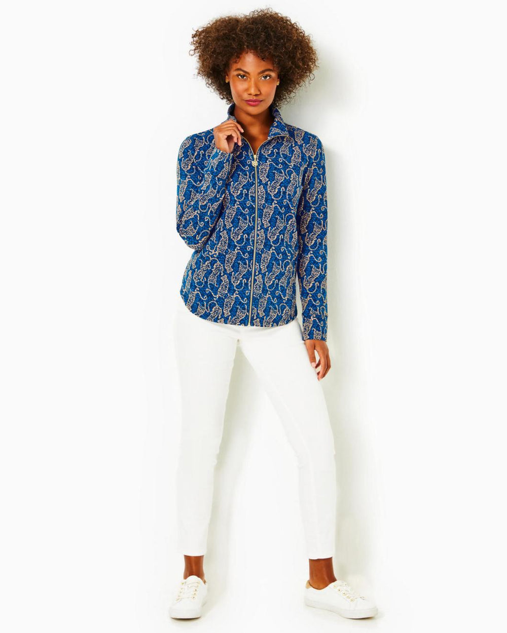 Lilly Pulitzer Upf 50+ Leona Zip-Up Jacket Low Tide Navy Easy To Spot | Women Tops