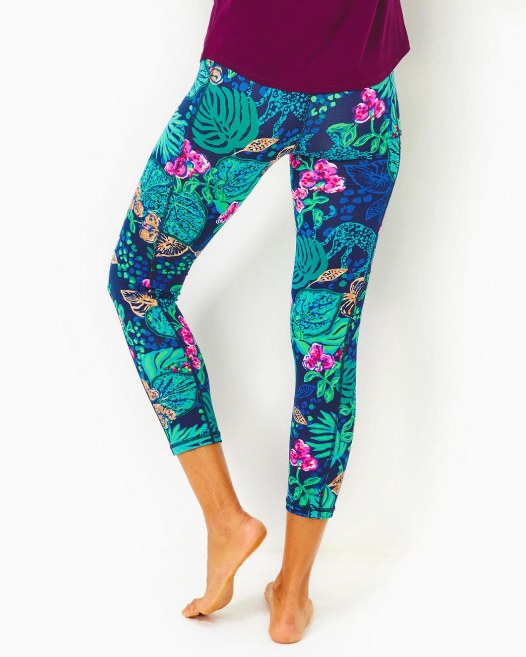 Lilly Pulitzer Upf 50+ Luxletic 24" Weekender High-Rise Midi Legging Low Tide Navy Life Of The Party | Women Bottoms