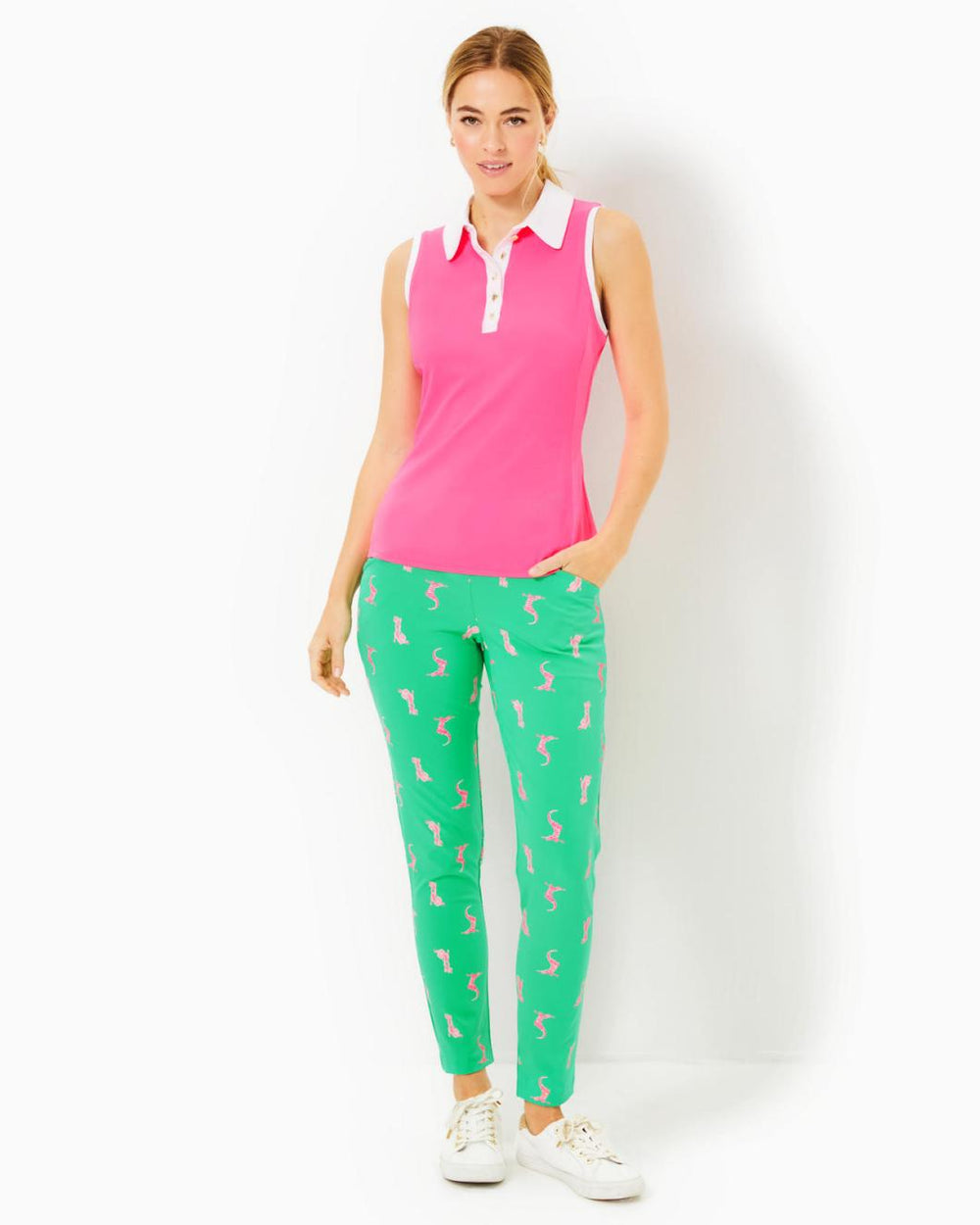 Lilly Pulitzer Upf 50+ Luxletic 28" Corso Golf Pant Spearmint Par Tee Animals Golf | Women Bottoms