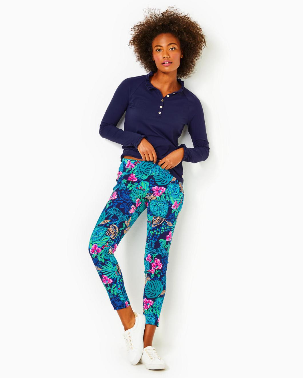 Lilly Pulitzer Upf 50+ Luxletic 28" Corso Pant Low Tide Navy Life Of The Party Golf | Women Bottoms