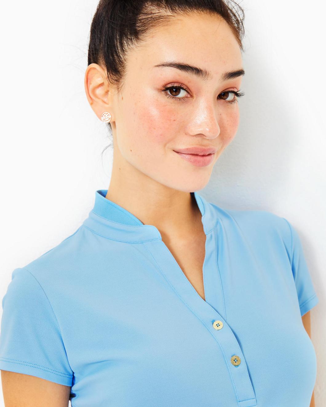 Lilly Pulitzer Upf 50+ Luxletic Frida Polo Bon Bon Blue | Women Tops