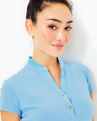 Lilly Pulitzer Upf 50+ Luxletic Frida Polo Bon Bon Blue | Women Tops