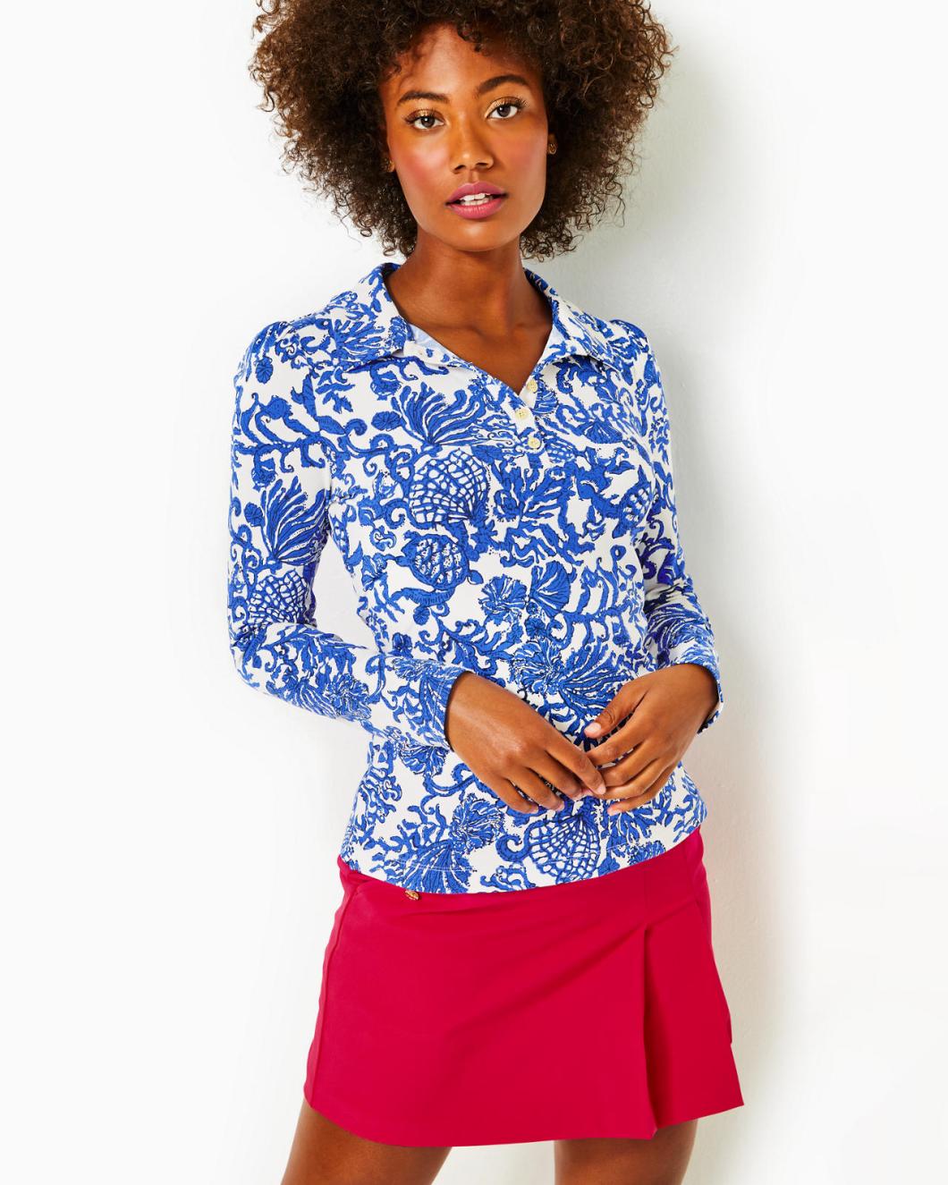 Lilly Pulitzer Upf 50+ Luxletic Frida Polo Deeper Coconut Ride With Me | Women Tops