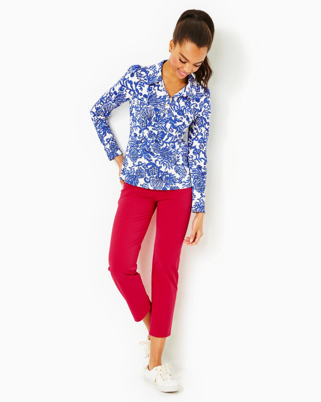 Lilly Pulitzer Upf 50+ Luxletic Frida Polo Deeper Coconut Ride With Me | Women Tops