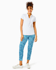 Lilly Pulitzer Upf 50+ Luxletic Frida Ruffle Polo Top Resort White | Women Tops