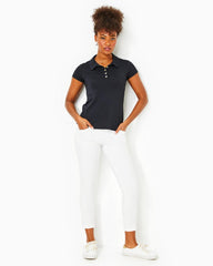 Lilly Pulitzer Upf 50+ Luxletic Frida Scallop Polo Top Onyx | Women Tops
