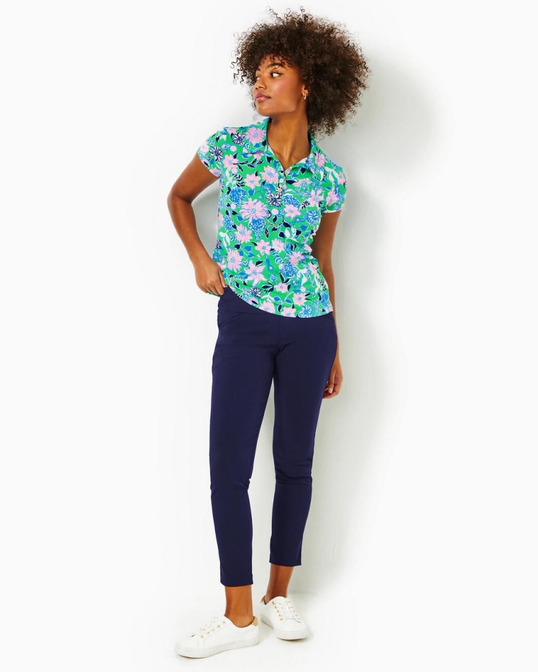 Lilly Pulitzer Upf 50+ Luxletic Frida Scallop Polo Top Spearmint Golf Till You Drop | Women Tops