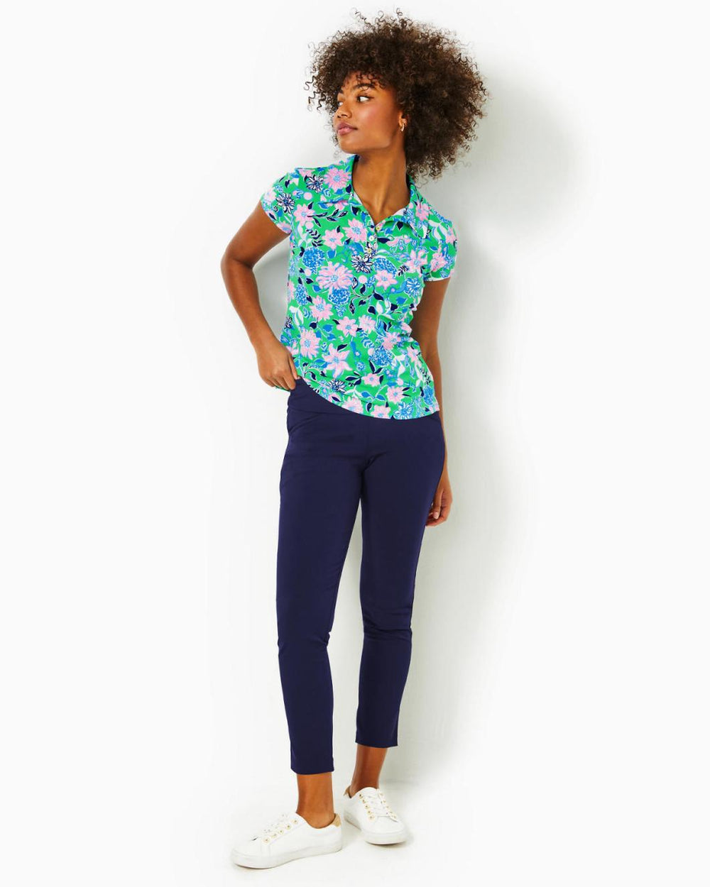 Lilly Pulitzer Upf 50+ Luxletic Frida Scallop Polo Top Spearmint Golf Till You Drop | Women Tops