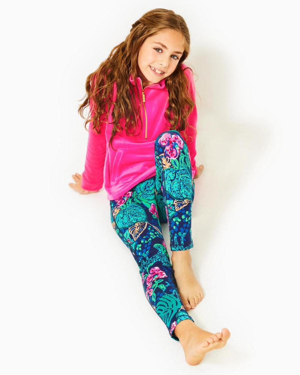 Lilly Pulitzer Upf 50+ Luxletic Girls Mini Weekender Legging Low Tide Navy Life Of The Party | Girl Tops &amp; Bottoms