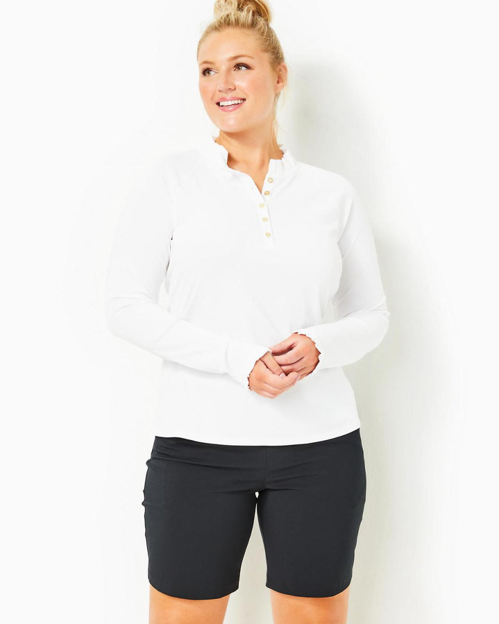 Lilly Pulitzer Upf 50+ Luxletic Hutton Polo Resort White | Women Tops