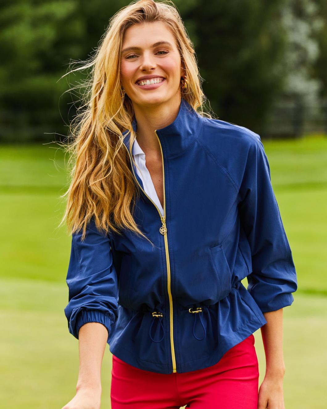 Lilly Pulitzer Upf 50+ Luxletic Islanna Performance Jacket Low Tide Navy | Women Tops