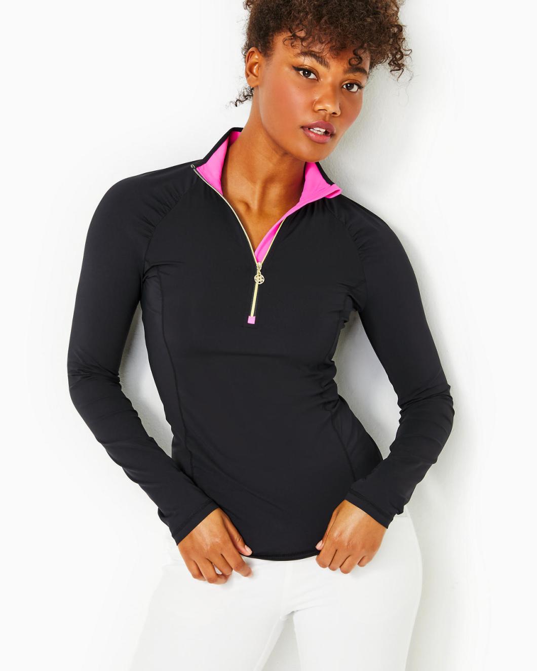 Lilly Pulitzer Upf 50+ Luxletic Justine Pullover Onyx | Women Tops