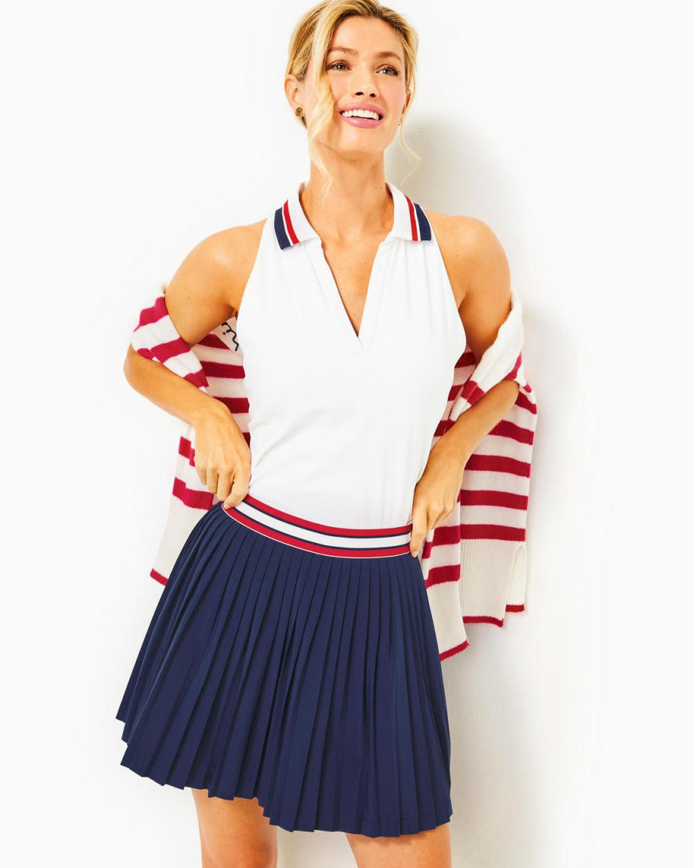 Lilly Pulitzer Upf 50+ Luxletic Makara Pleated Skort Low Tide Navy | Women Bottoms