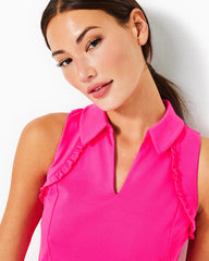 Lilly Pulitzer Upf 50+ Luxletic Martina Polo Top Pink Palms | Women Tops