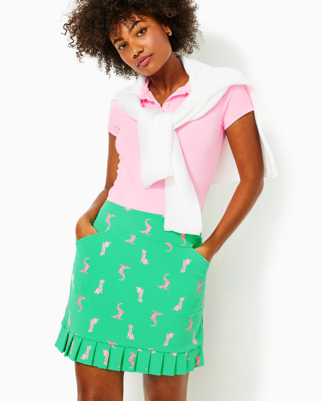 Lilly Pulitzer Upf 50+ Luxletic Monica Pleated Skort Spearmint Par Tee Animals Golf | Women Bottoms