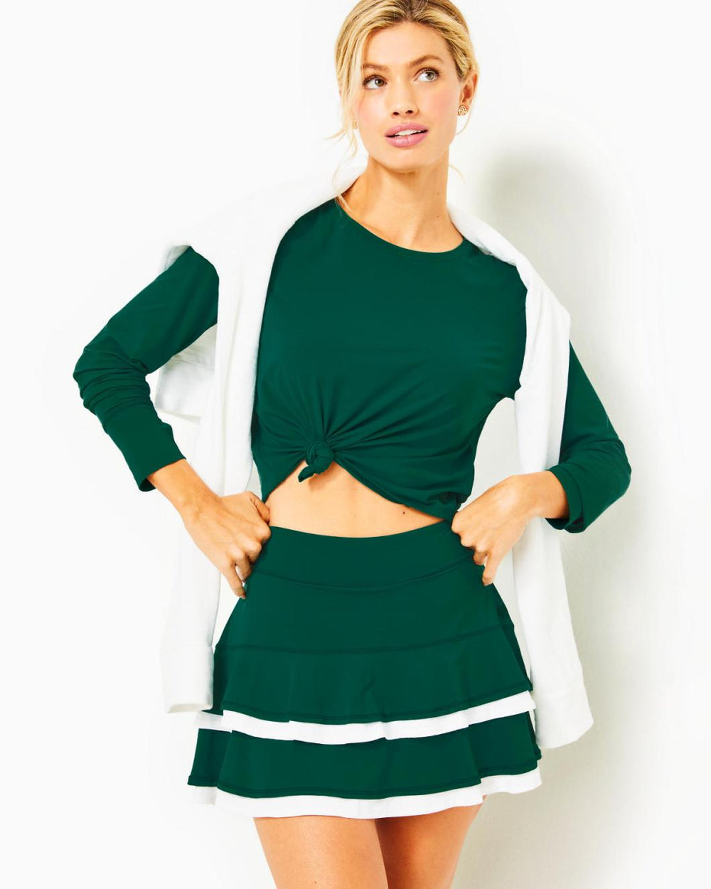 Lilly Pulitzer Upf 50+ Luxletic Zela Skort Evergreen X Resort White | Women Bottoms