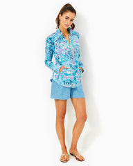 Lilly Pulitzer Upf 50+ Skipper Popover Blue Peri Lilly Loves North Carolina | Women Tops