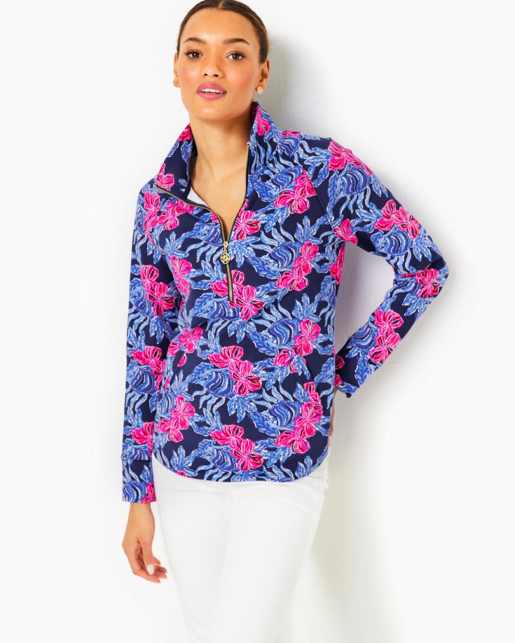 Lilly Pulitzer Upf 50+ Skipper Popover Low Tide Navy Its Ofishell | Women Tops