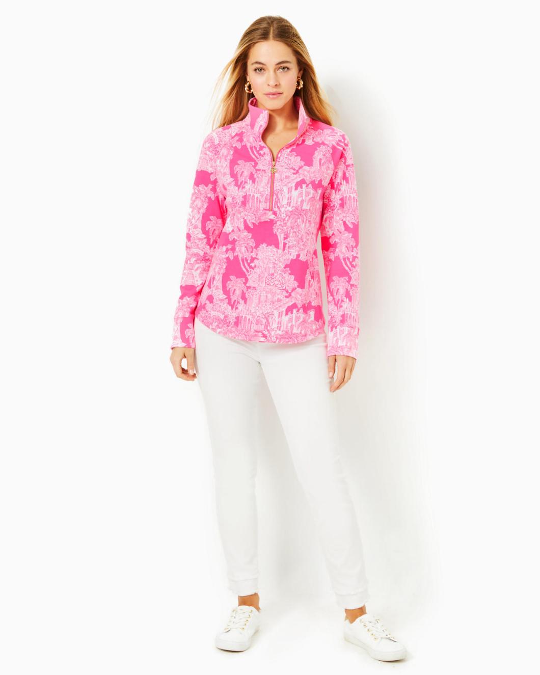 Lilly Pulitzer Upf 50+ Skipper Popover Roxie Pink Pb Anniversary Toile | Women Tops