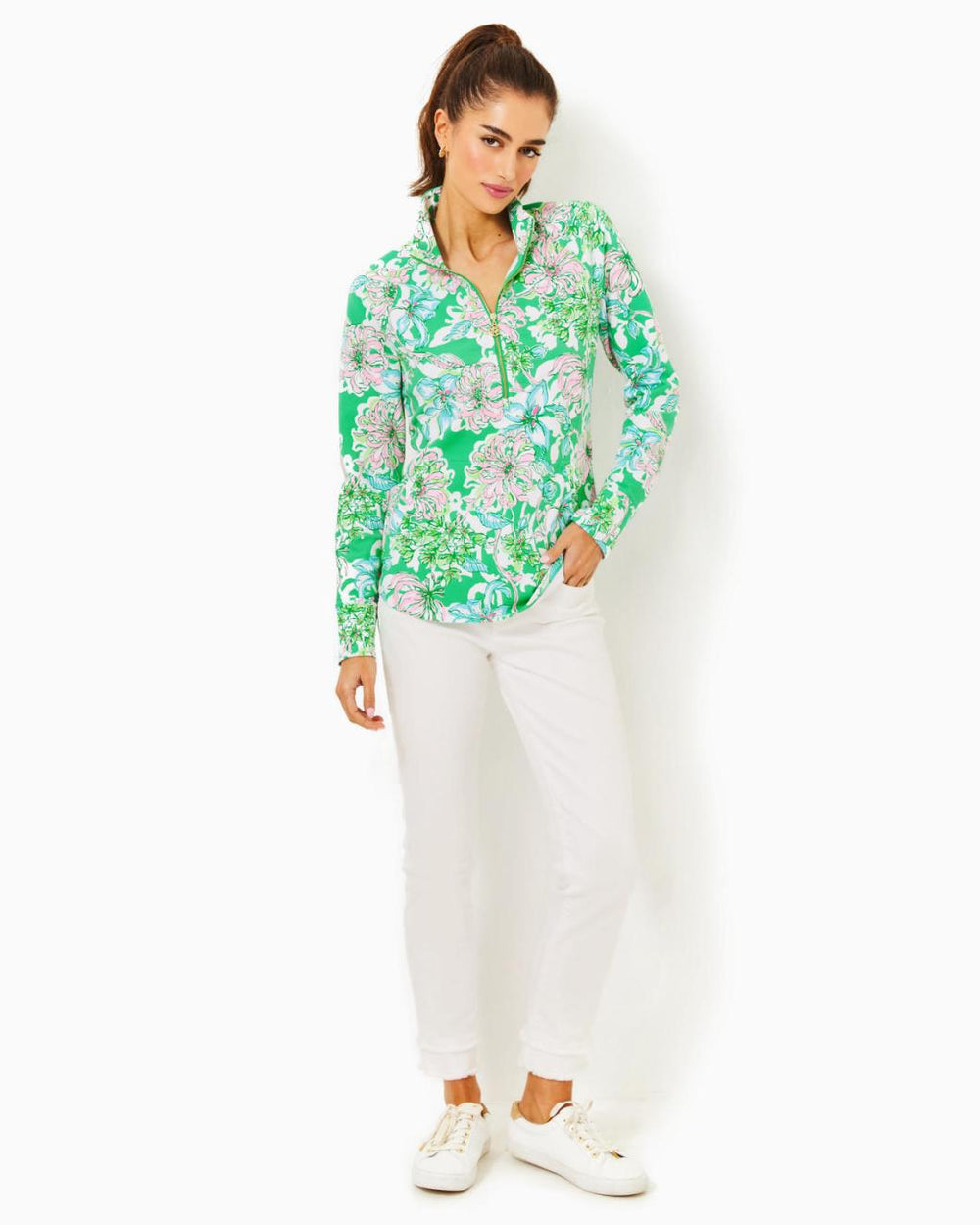 Lilly Pulitzer Upf 50+ Skipper Popover Spearmint Blossom Views | Women Tops