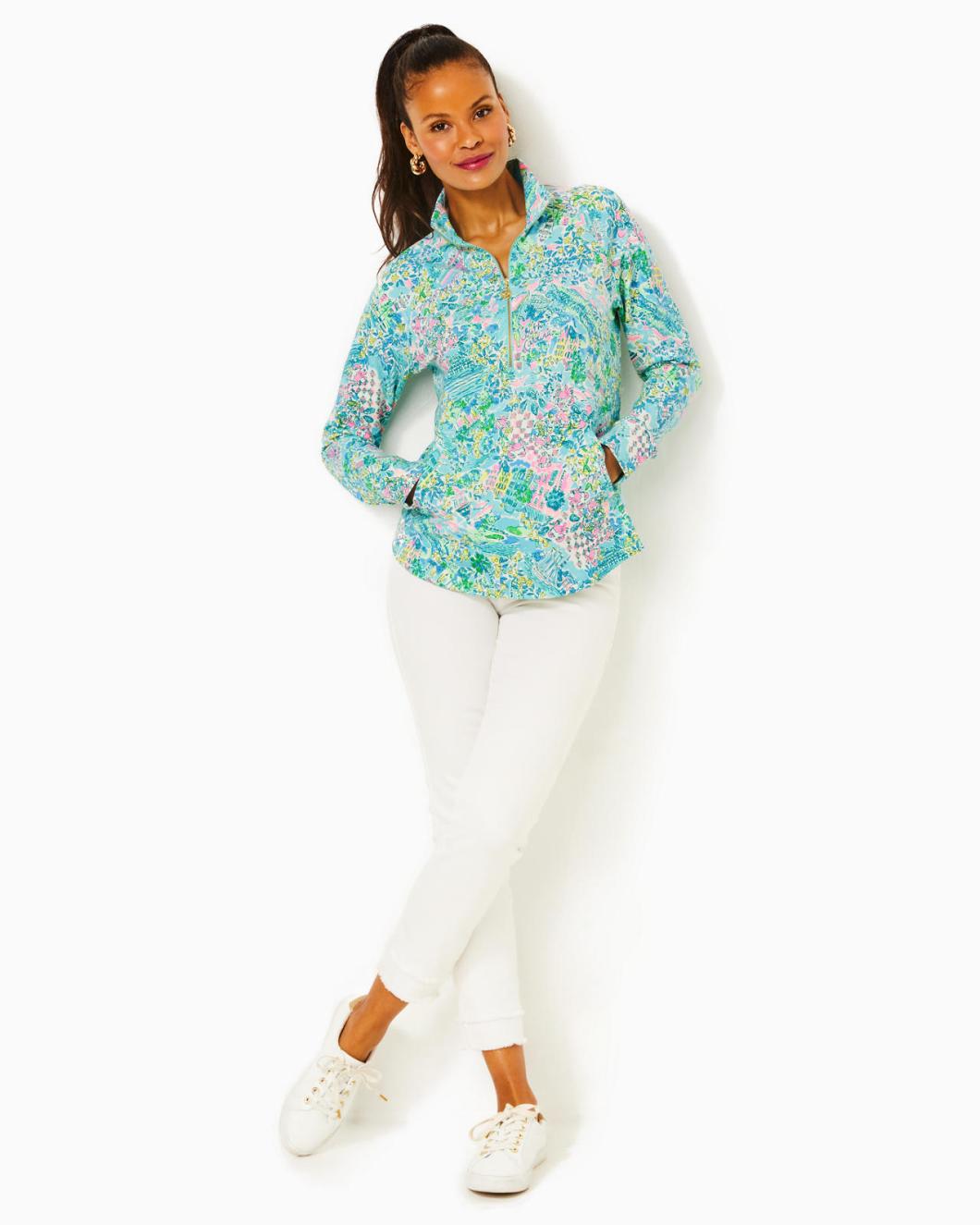 Lilly Pulitzer Upf 50+ Skipper Popover Surf Blue Lilly Loves South Carolina | Women Tops