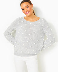 Lilly Pulitzer Vienne Sweater Heathered Lunar Grey Playful Poms | Women Tops