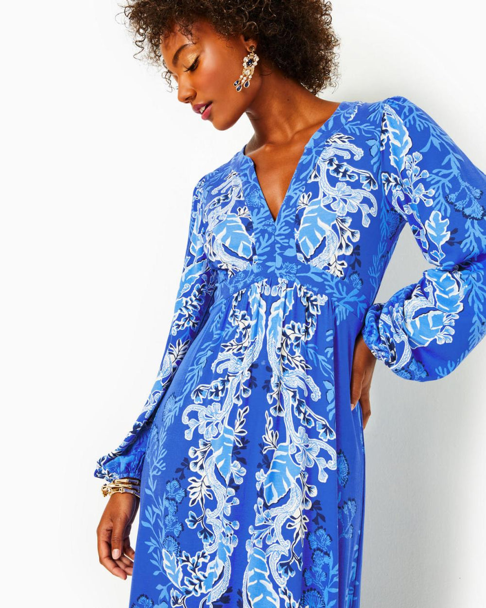 Lilly Pulitzer Wexlee Maxi Dress Alba Blue Baja Cove Engineered Knit Dress | Women Fit &amp; Flare Dresses