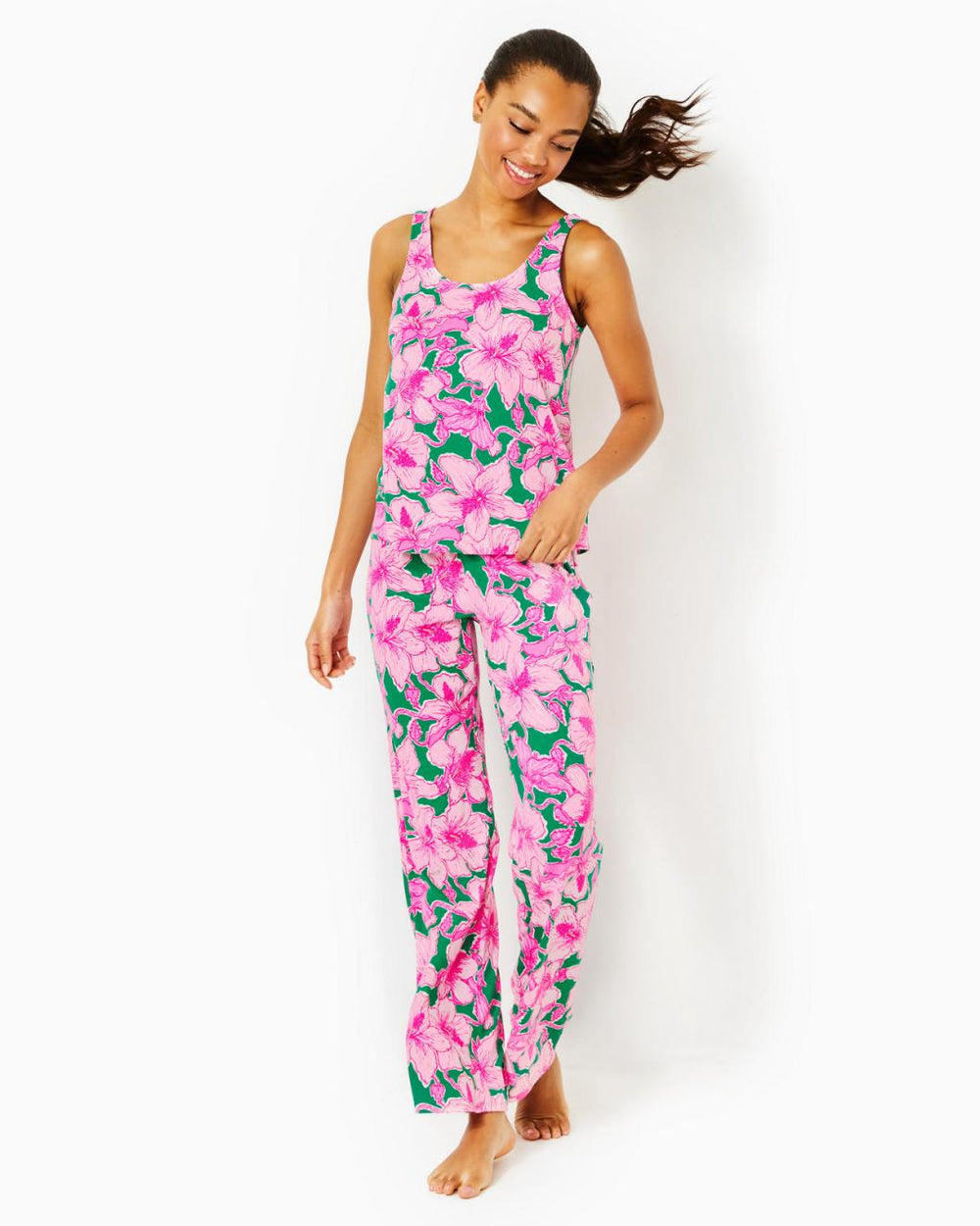 Lilly Pulitzer Whitta Pajama Tank Kelly Green Hibis Kiss | Women Loungewear