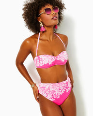 Lilly Pulitzer Yarrow High Waisted Bikini Bottom Roxie Pink Shadow Dancer Engineered Bikini Bottom | Women Swimsuits